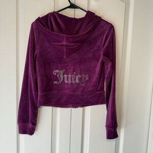 Juicy Couture Big Bling Y2K Style Purple Velour Zip-Up Hoodie Women’s Small